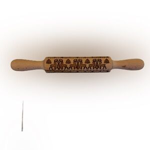 Wooden embossing rolling pin Reindeer, Christmas